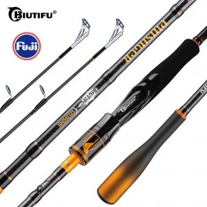 BIUTIFU 2-Spitze Fuji Guide Spinning Casting Angelrute 1,8-2,7 m 2-Abschnitte T1000 Carbon Baitcasting Pole für Bass Hecht 7-80g Köder